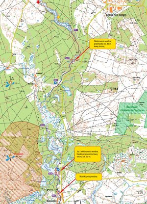 Piława, Liszkowo - Nadarzyce mapka trasy kajakowej, skala 1x50000