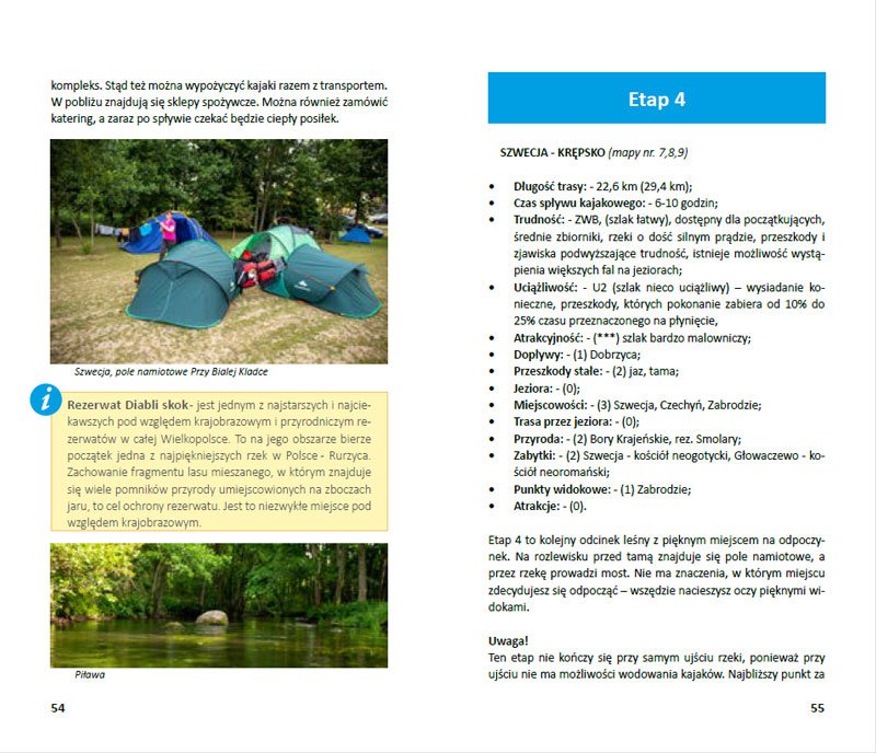 Fragment przewodnika kajakowego po rzece Piławie